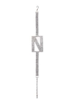 Retrofête N Rhinestone Initial Bracelet Silver NWT